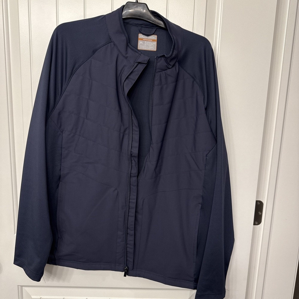 Falls Creek Performance Mens XL Blue Full Zip Polyester Spandex blend Jacket NWT